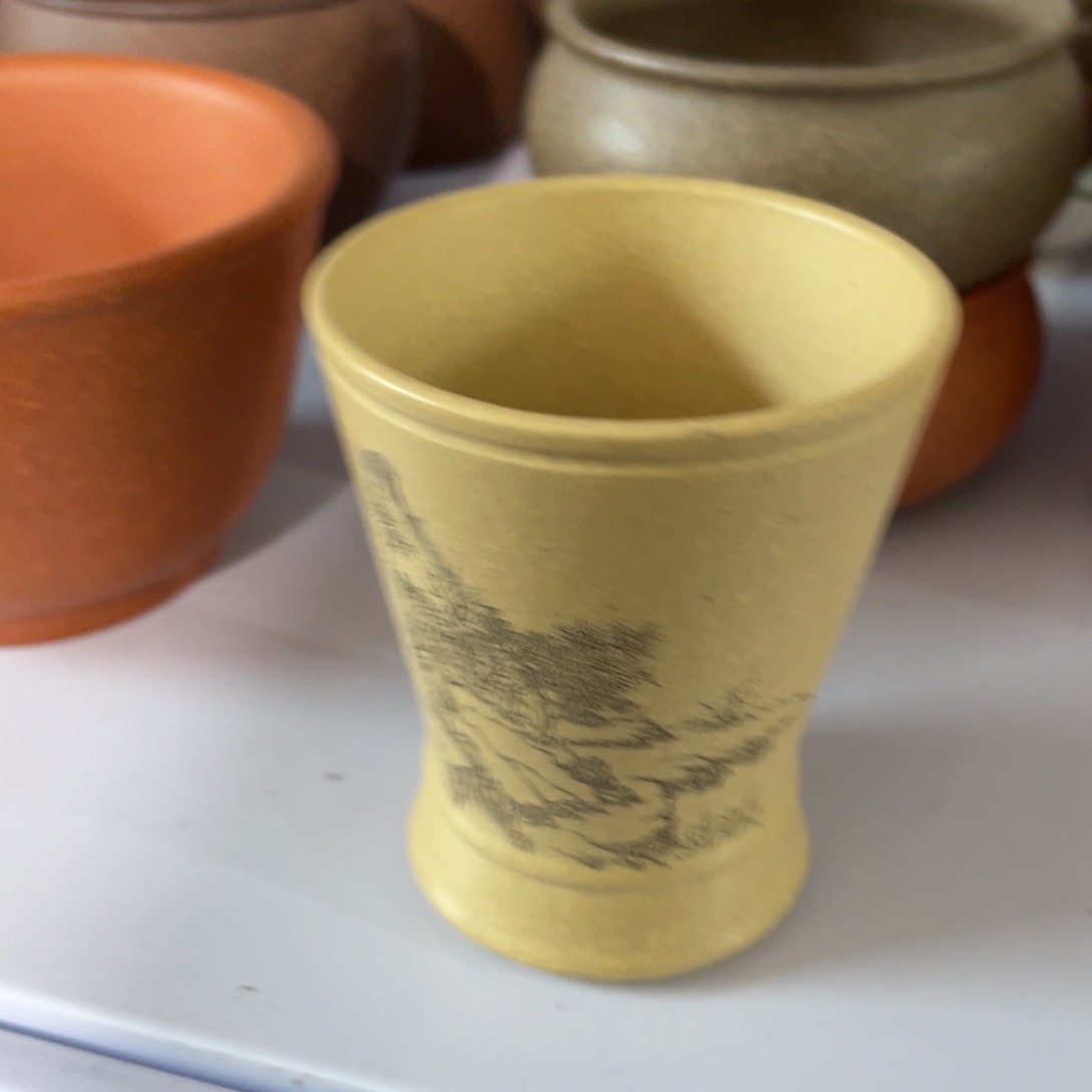 紫砂茶杯原矿绿泥客杯