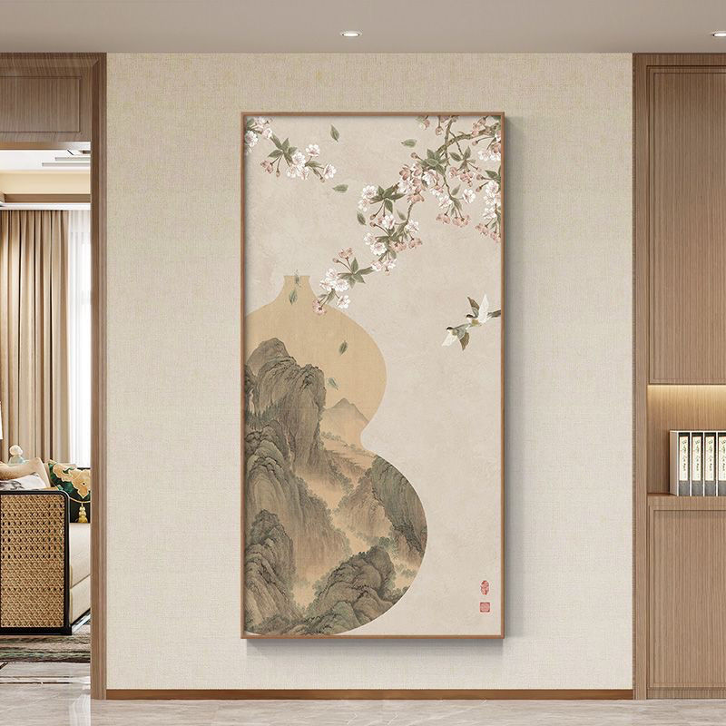 【花开满堂】新中式花鸟山水玄关装饰画高级感入户走廊背景墙挂画