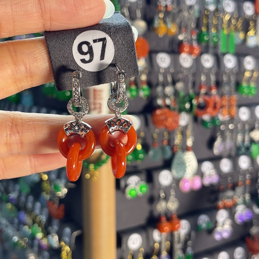 翡翠银S925镶嵌耳饰97