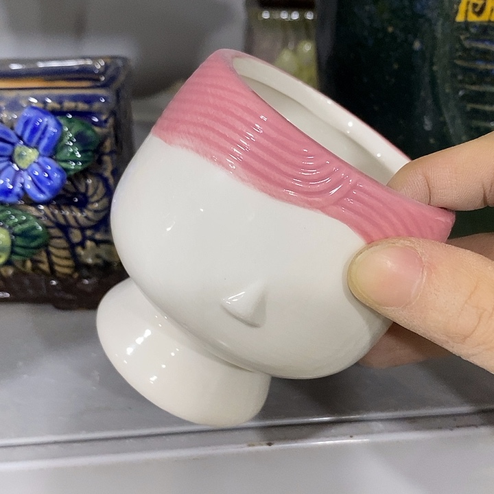 陶摆件陶盆有孔 瑕疵针孔漏釉介意勿拍外口 7外高8