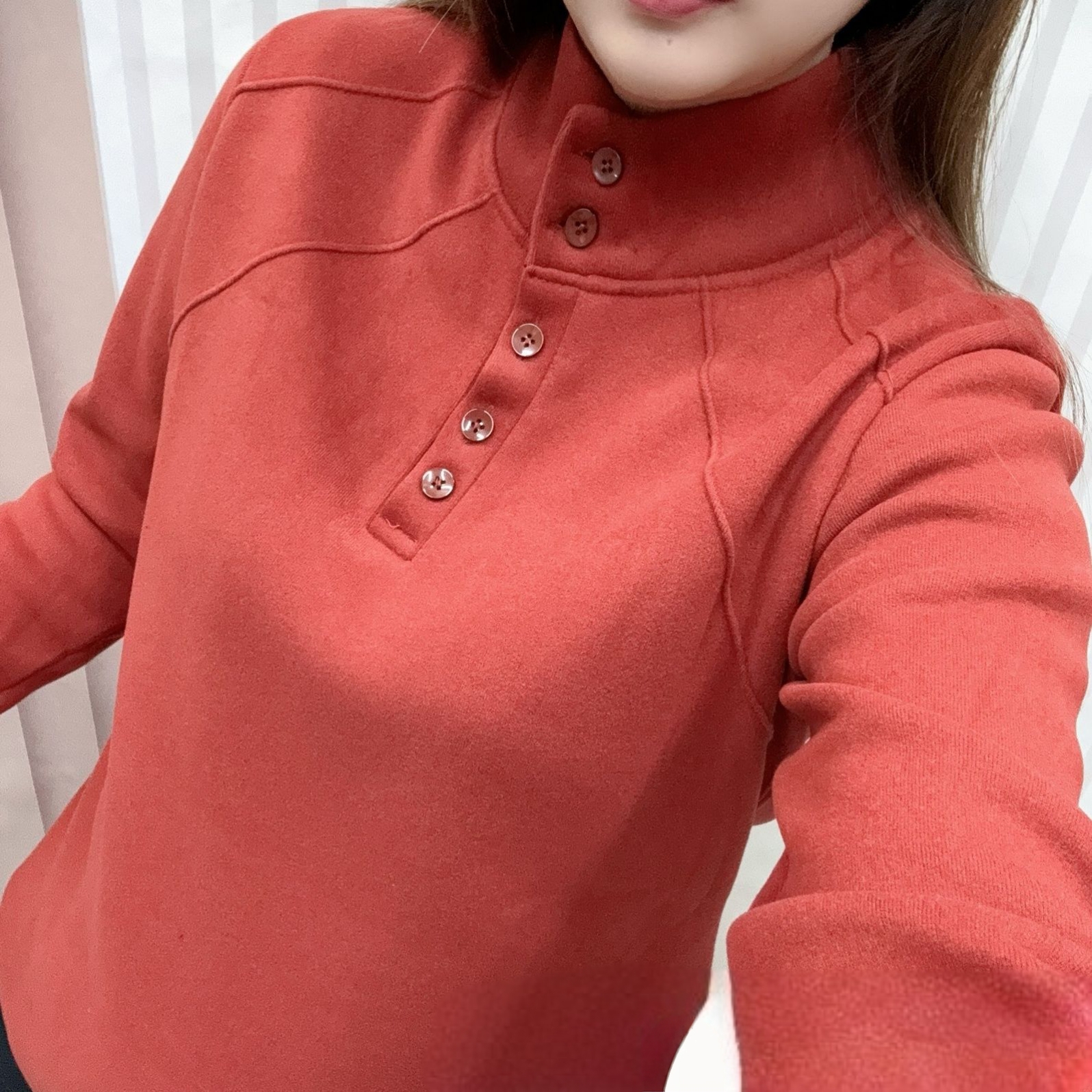 秋冬新款德绒半高领打底小衫立领气质减龄休闲女士长袖纯色上衣