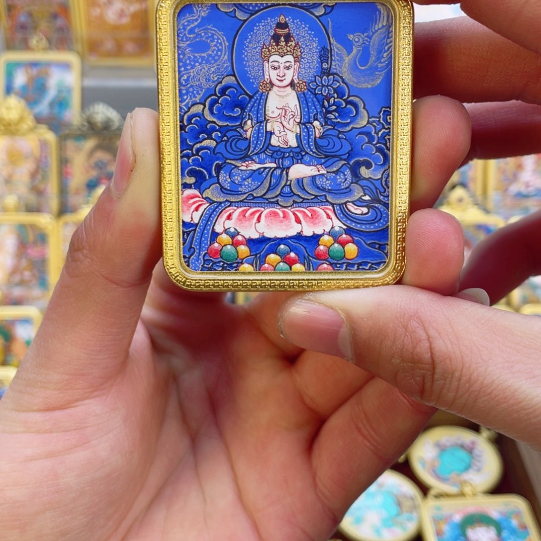 吊坠纯手绘唐卡大势至