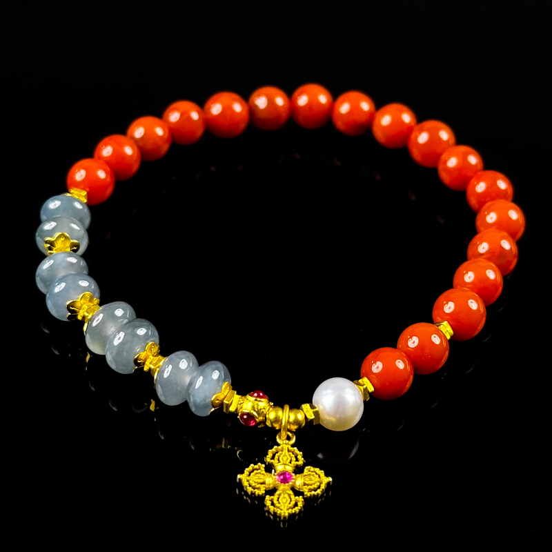 南红翡翠手链十字克罗心款设计手串 YF1033