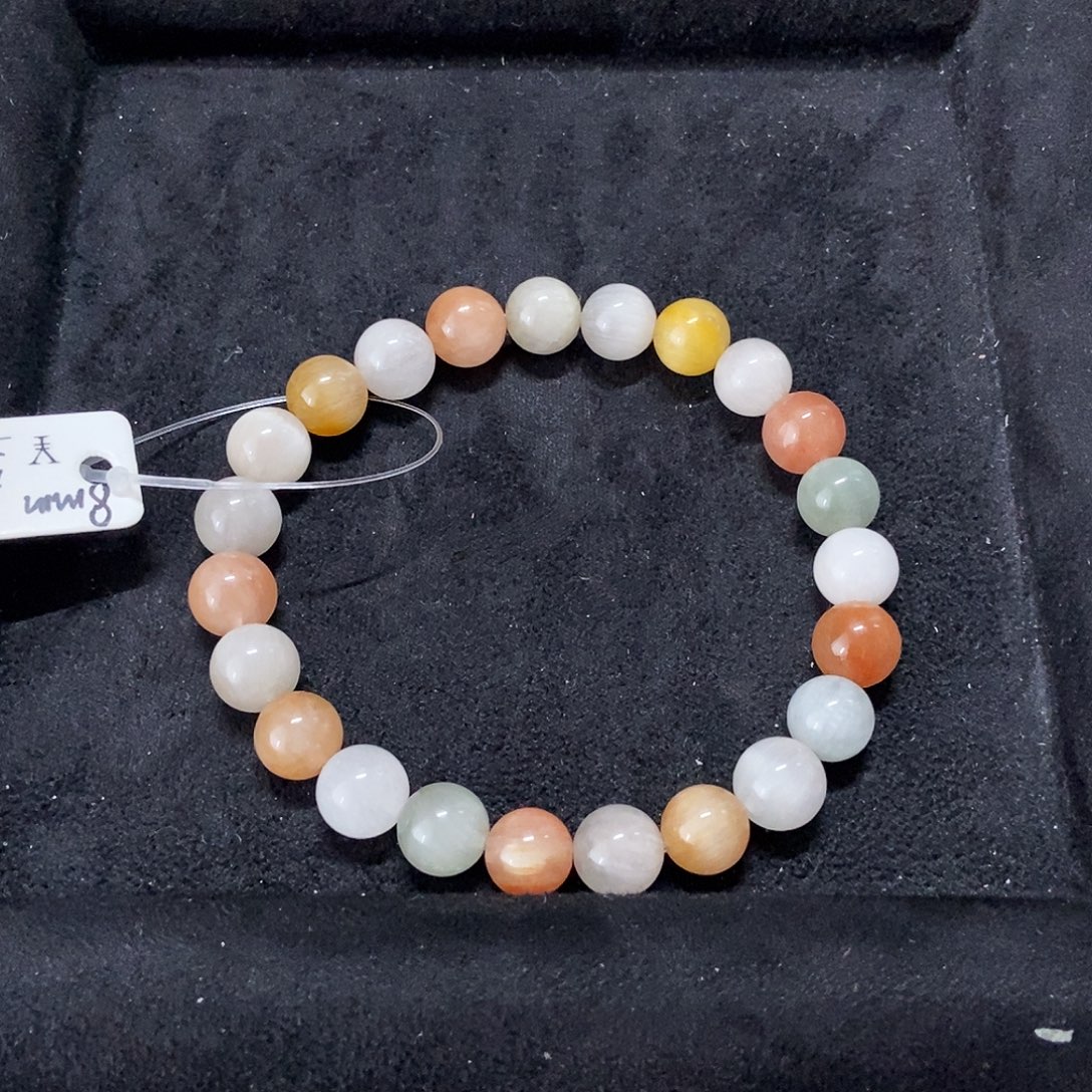 未镶嵌手链水晶糖果猫眼彩兔毛8mm