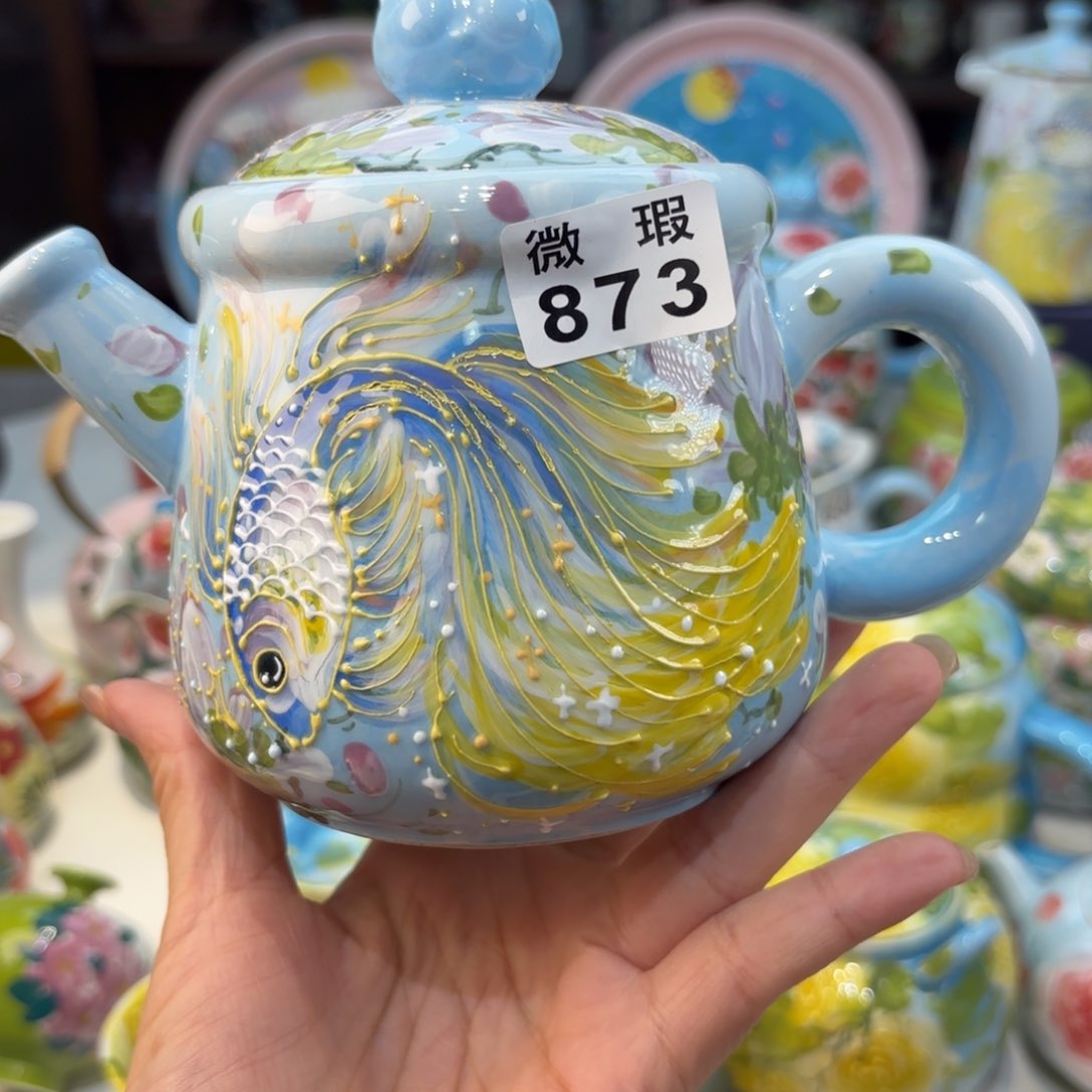 瓷片景德镇手绘高温釉下彩陶瓷茶具