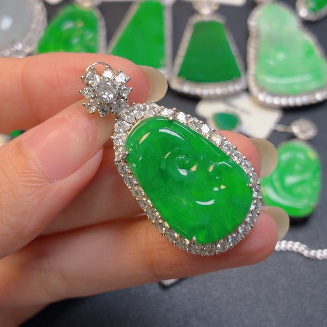 翡翠银S925镶嵌颈饰