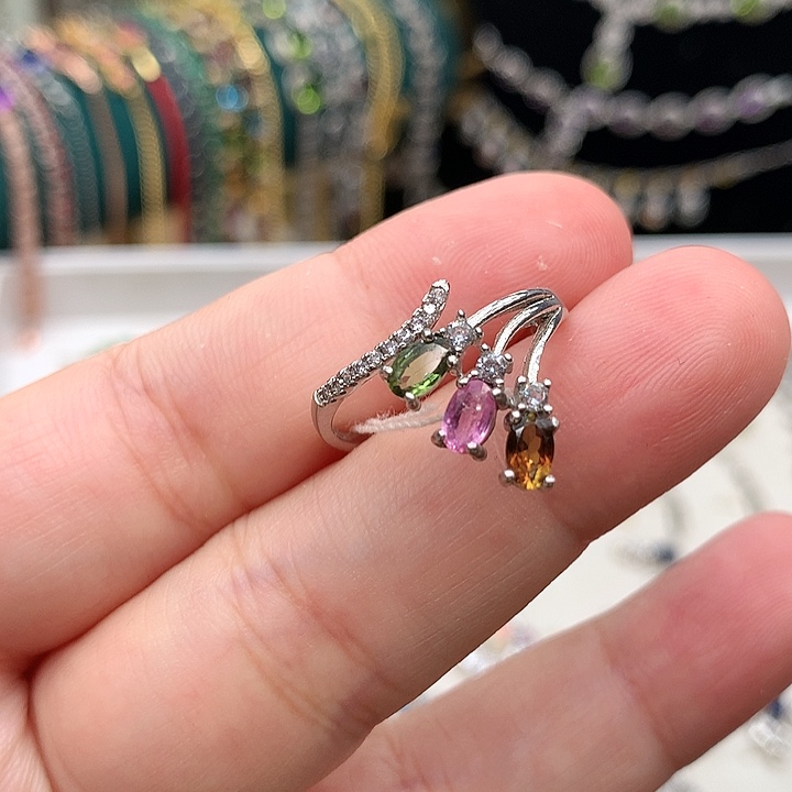 碧玺戒指银S925镶嵌