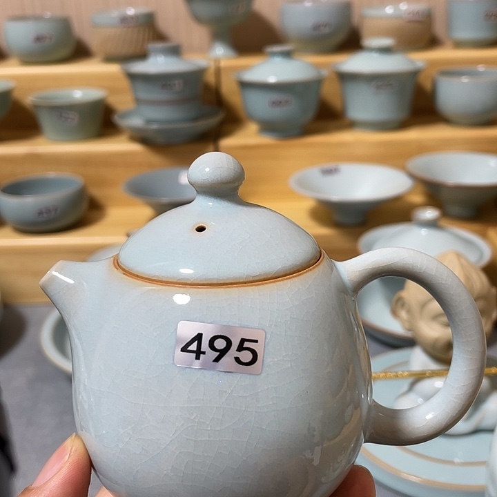 陶瓷杯子微瑕天青秦权壶