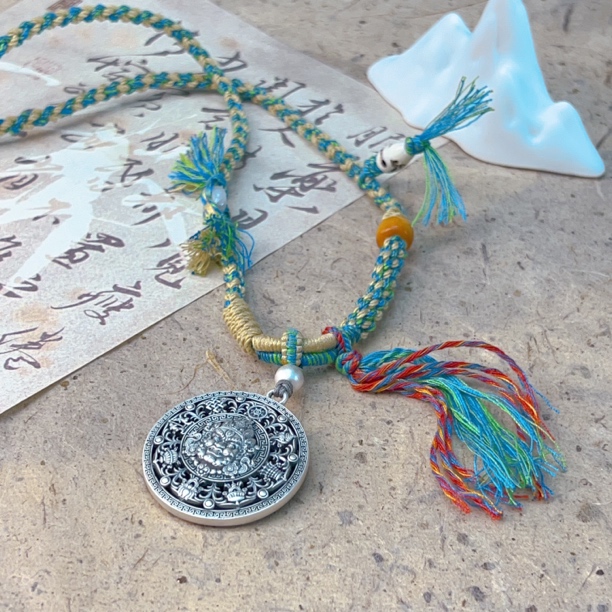 足银手链 999银黄财神藏式纯手工套链