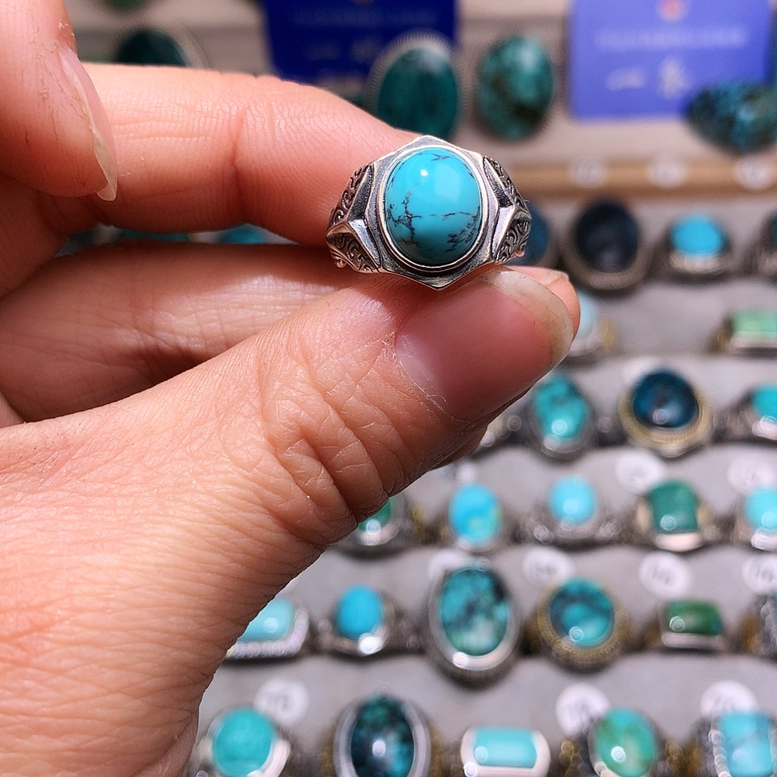 绿松石挂件银S925镶嵌