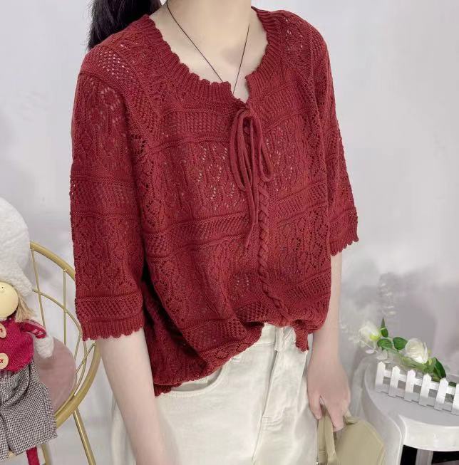前系绳毛衣（夏季短款针织显瘦）