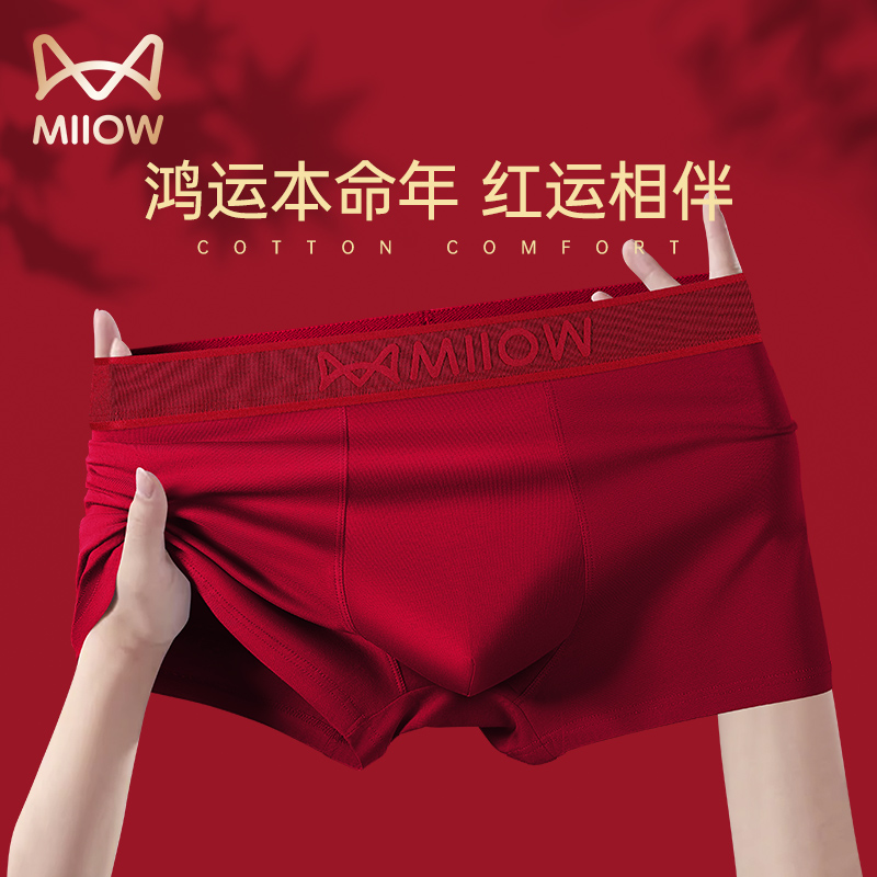 猫人本命年红色男士内裤马年用品红内裤男纯棉A类礼盒新婚2026新