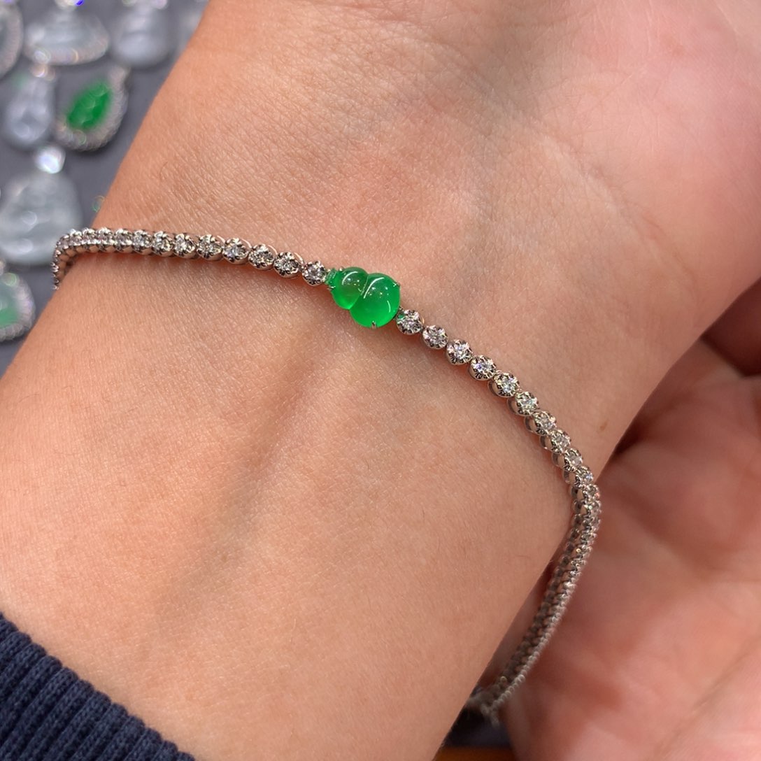 翡翠手链18K金镶嵌s*y手链