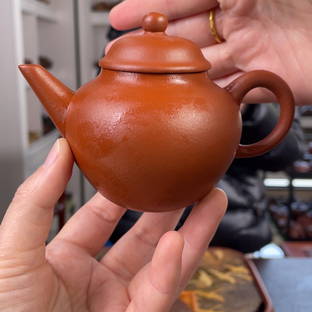 紫砂茶壶老壶朱泥橄榄宫灯170cc
