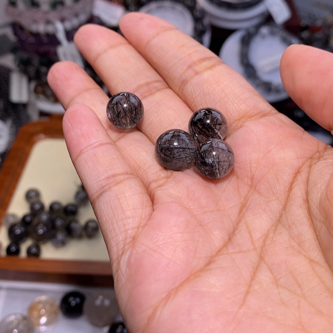 水晶手链未镶嵌黑发晶10mm单珠