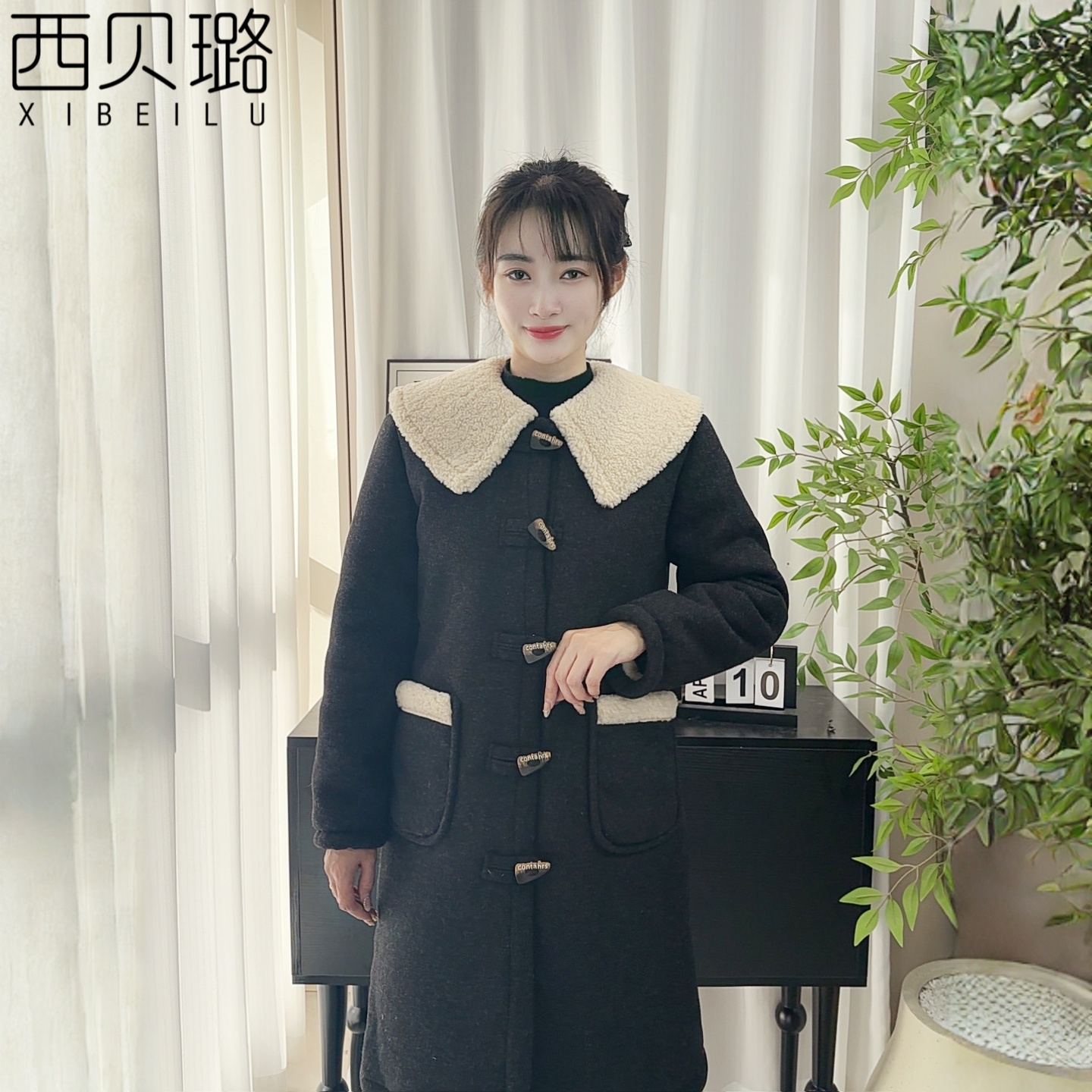 2025冬季新款可外穿三层夹棉加厚家居服长袍睡衣保暖颗粒领棉衣女