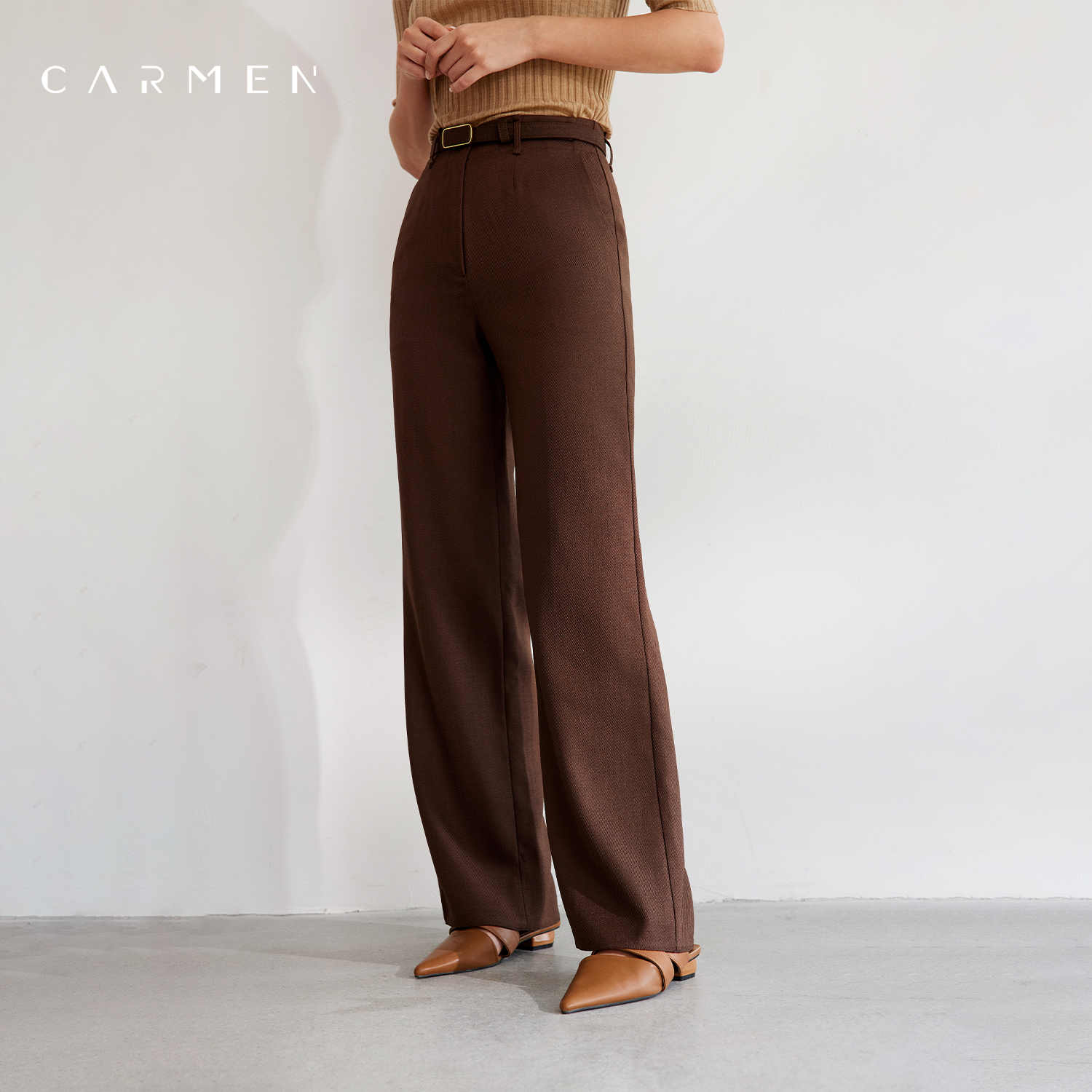 【商场同款】Carmen高端大牌高腰直筒裤女2025秋季新宽松显瘦长裤
