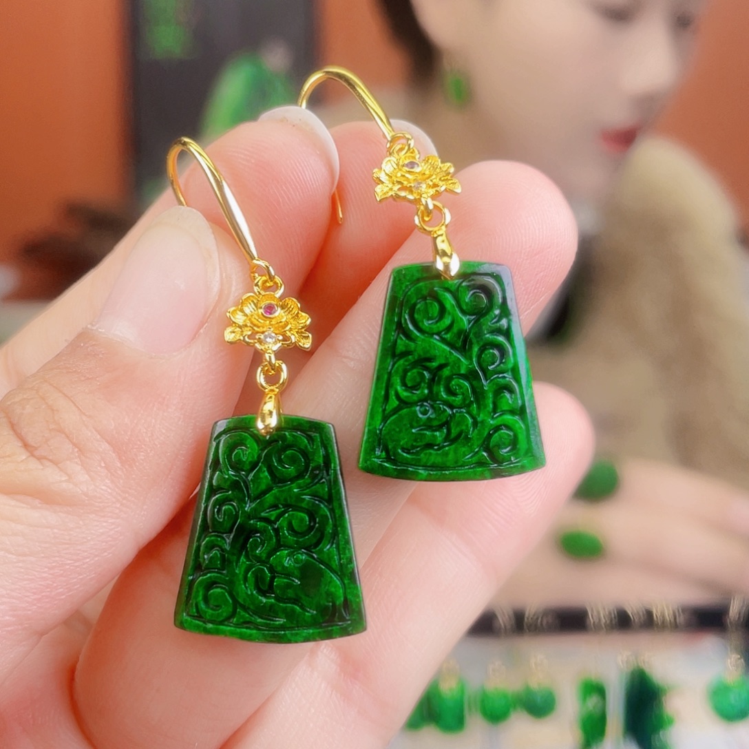 翡翠未镶嵌耳饰饰品