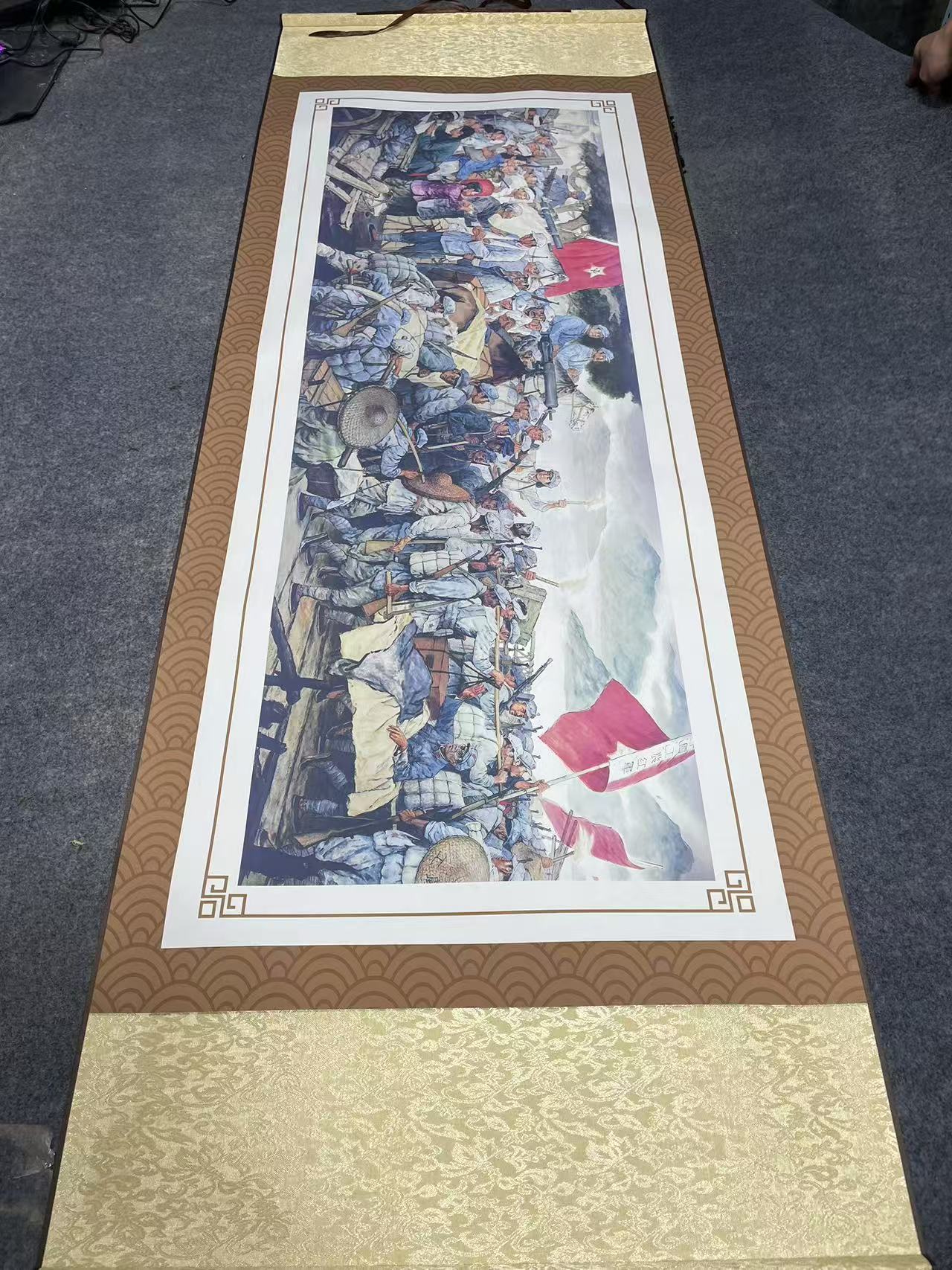 横幅1.8米×0.6米《十送红军》卷轴国画