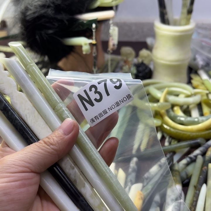 蛇纹石玉发饰合金f***n