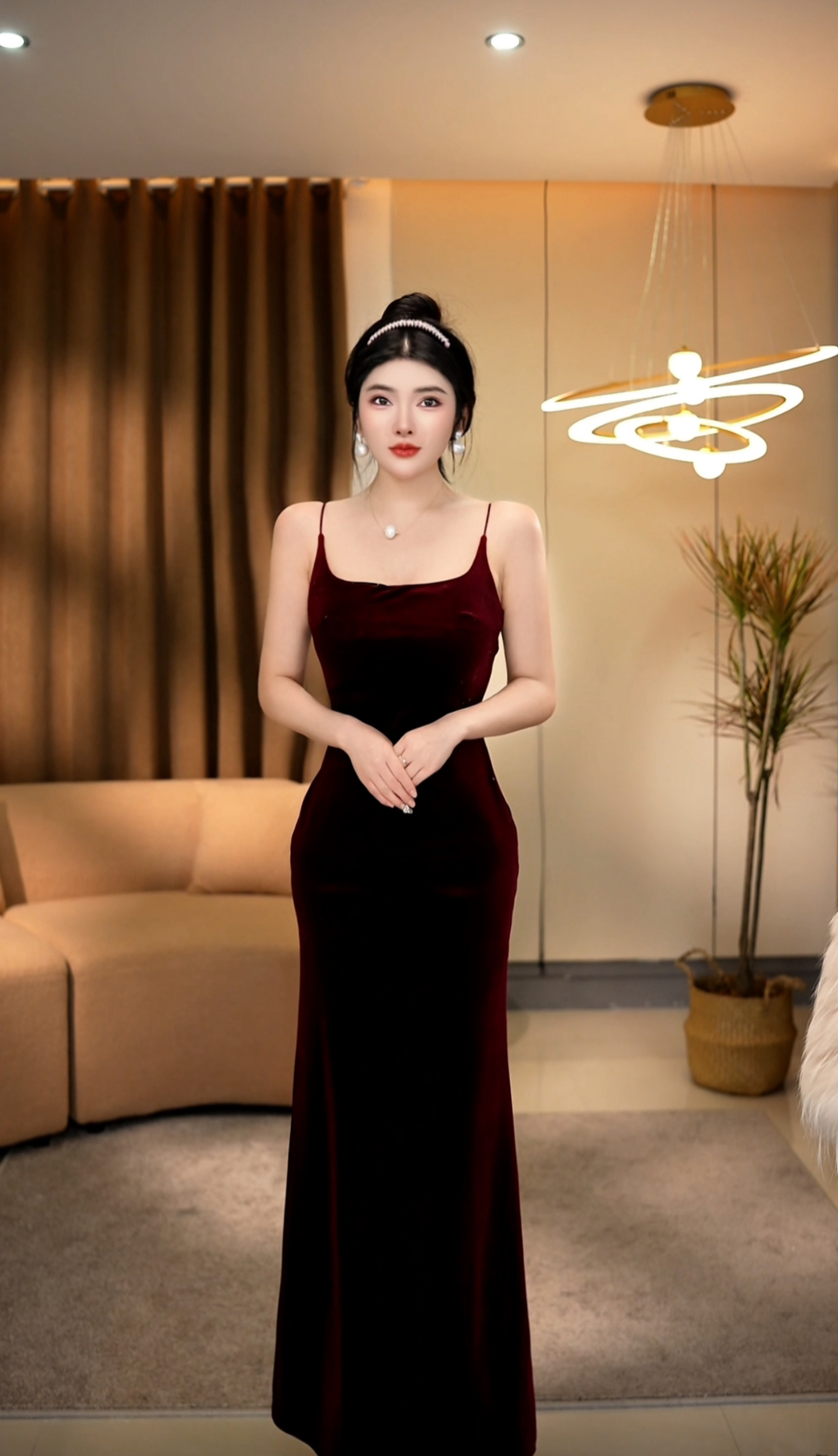 【宝儿】-经典气质轻奢风丝绒显瘦时尚连衣裙--MY1011