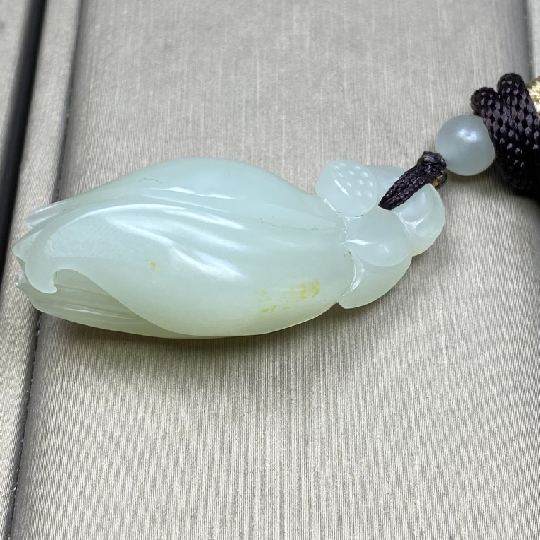 天然和田玉新疆籽料白玉玉兰花吊坠花开富贵挂件一物一证细腻手工