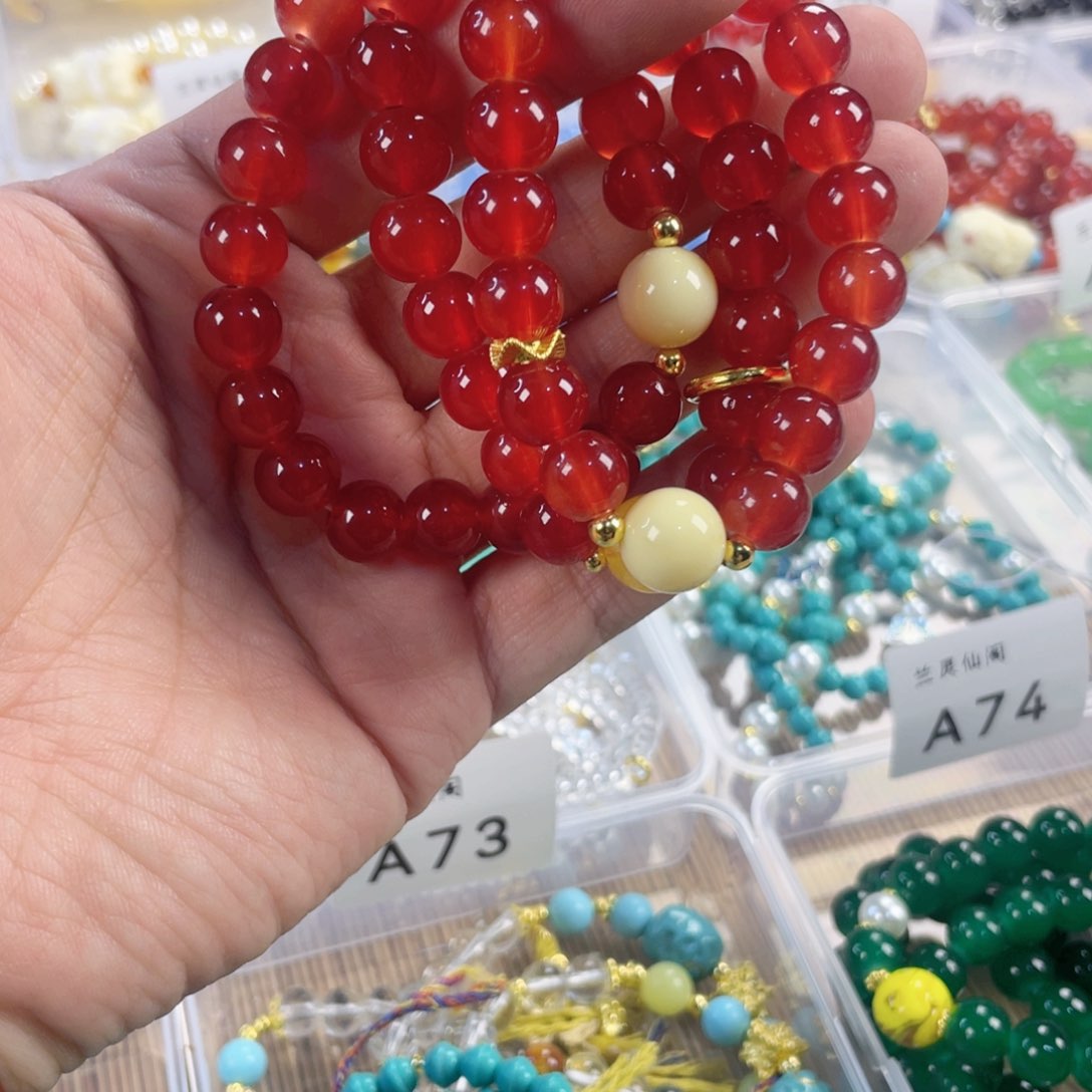 檀香紫檀（小叶紫檀）手串银S925镀金镶嵌