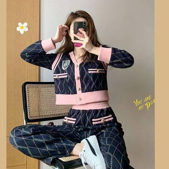 CM27欧美风都市风时尚套装针织炸街洋气女装小香风运动
