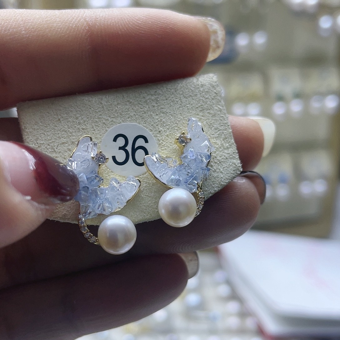 淡水珍珠耳饰银S925镶嵌