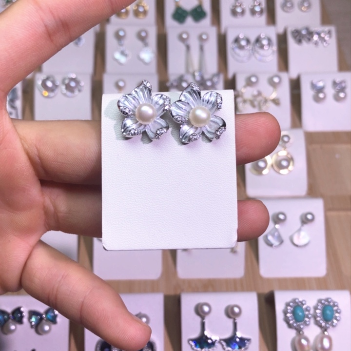 淡水珍珠耳饰银S925镶嵌