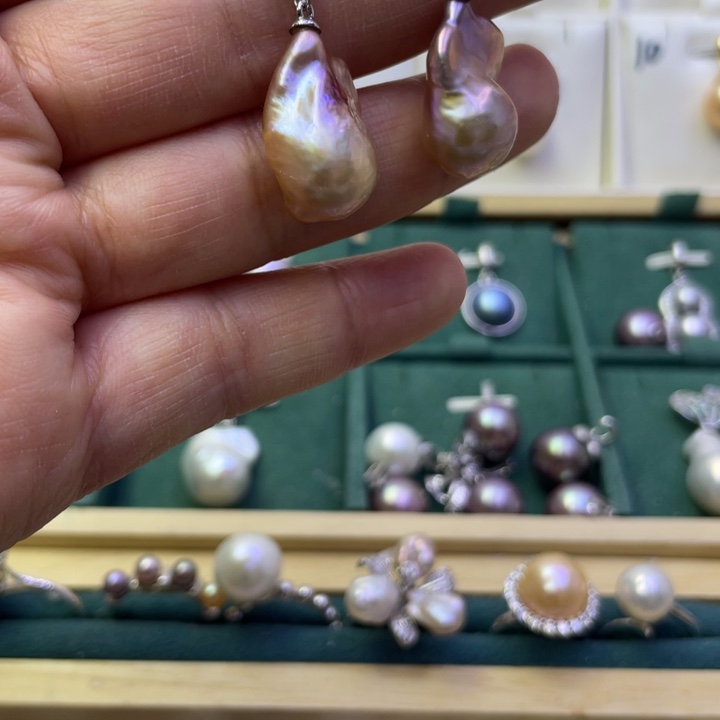 淡水珍珠耳饰合金