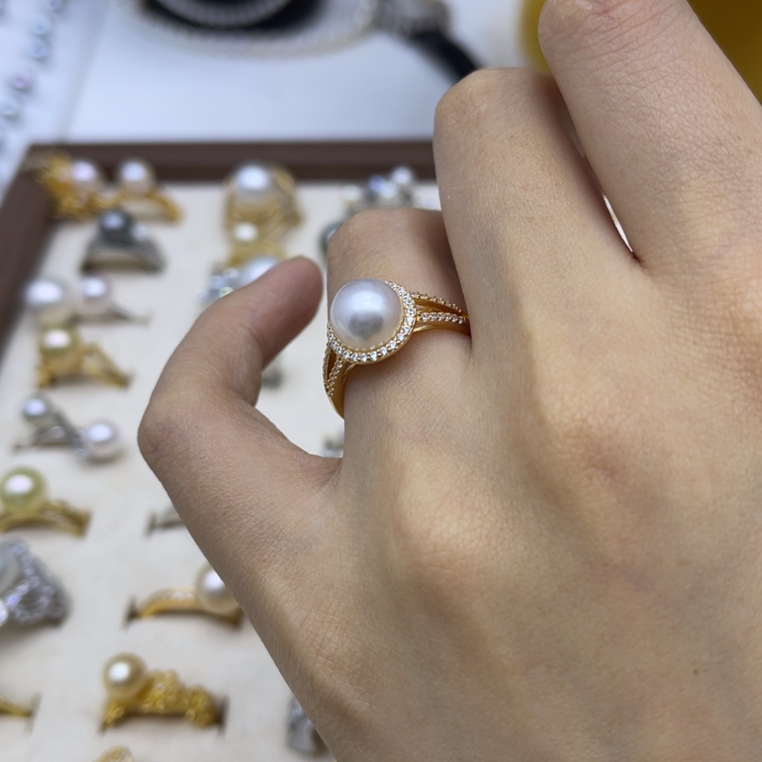 银S925镶嵌海水珍珠戒指
