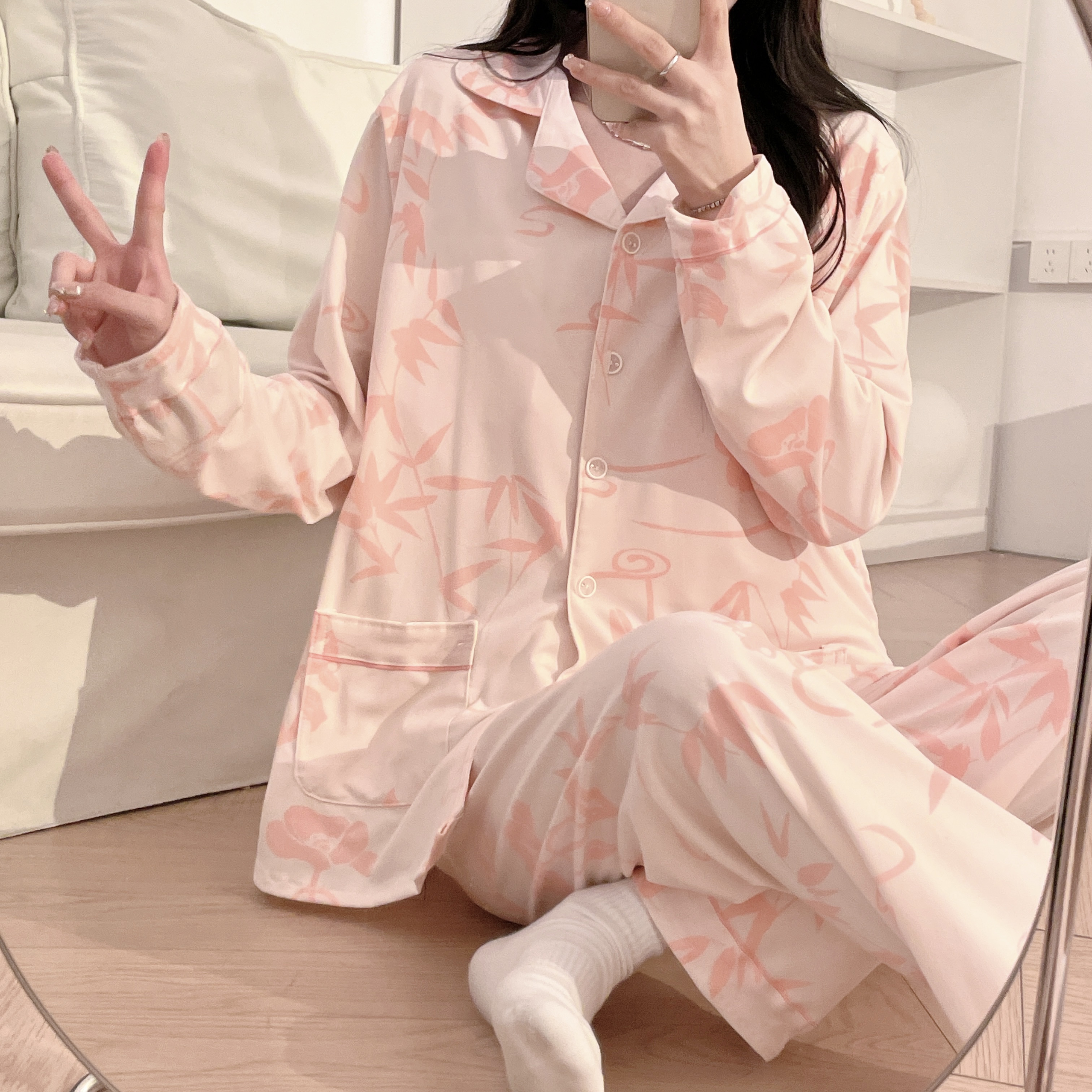【带胸垫】四季款纯棉月子服孕妇产后喂奶产妇哺乳怀孕期睡衣