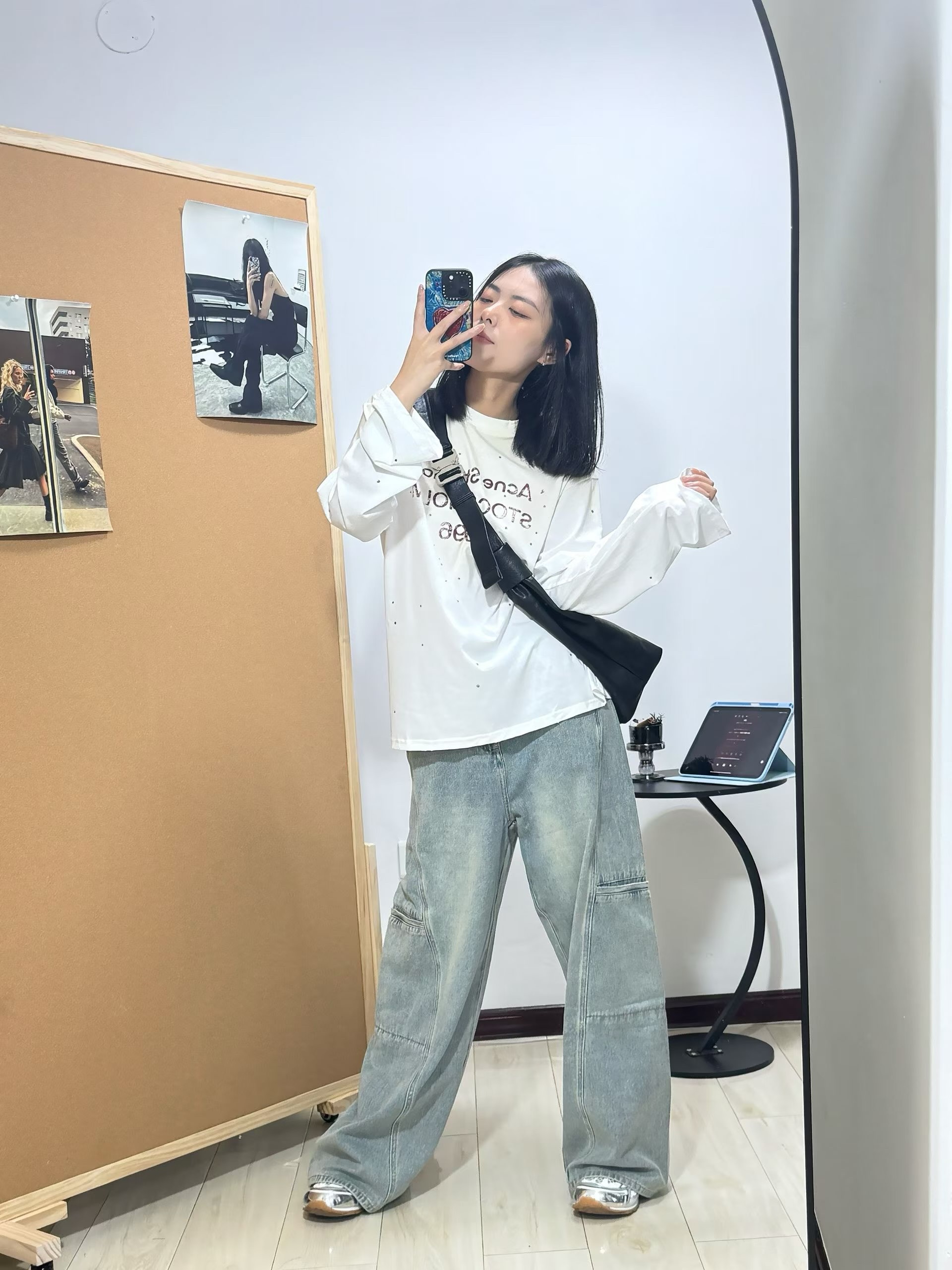 中长款法式朋克风字母防晒T恤宽松秋季街头江南风韩系