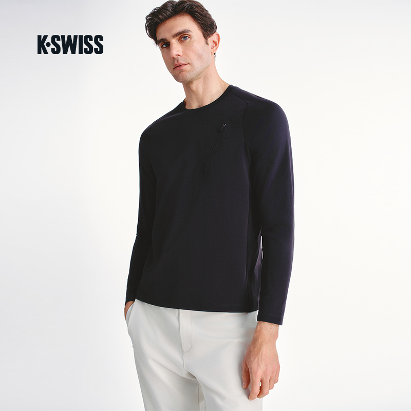 KSWISS盖世威男T恤 25春季新款时尚百搭运动针织长袖T恤1011471