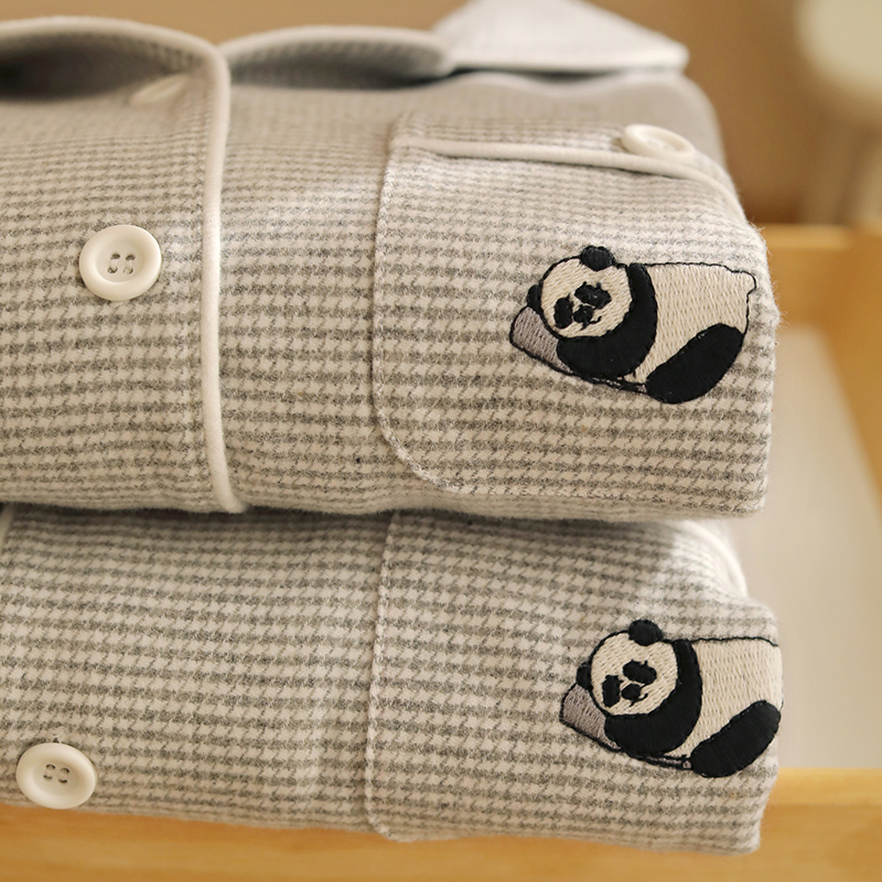 秋冬长袖纯棉男款睡衣磨毛时尚刺绣精致长袖睡衣家居服25987