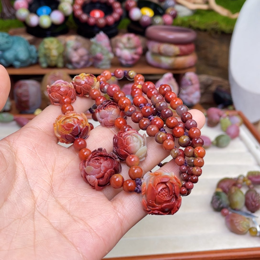 玛瑙/玉髓珠宝半成品未镶嵌甜*盐源玛瑙包浆花花