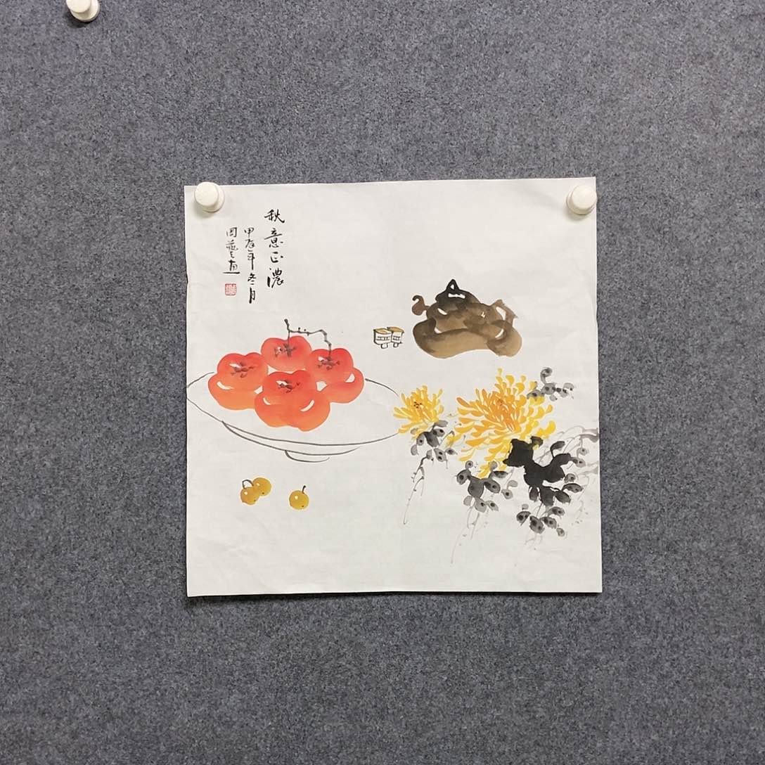 国画三尺斗方一副