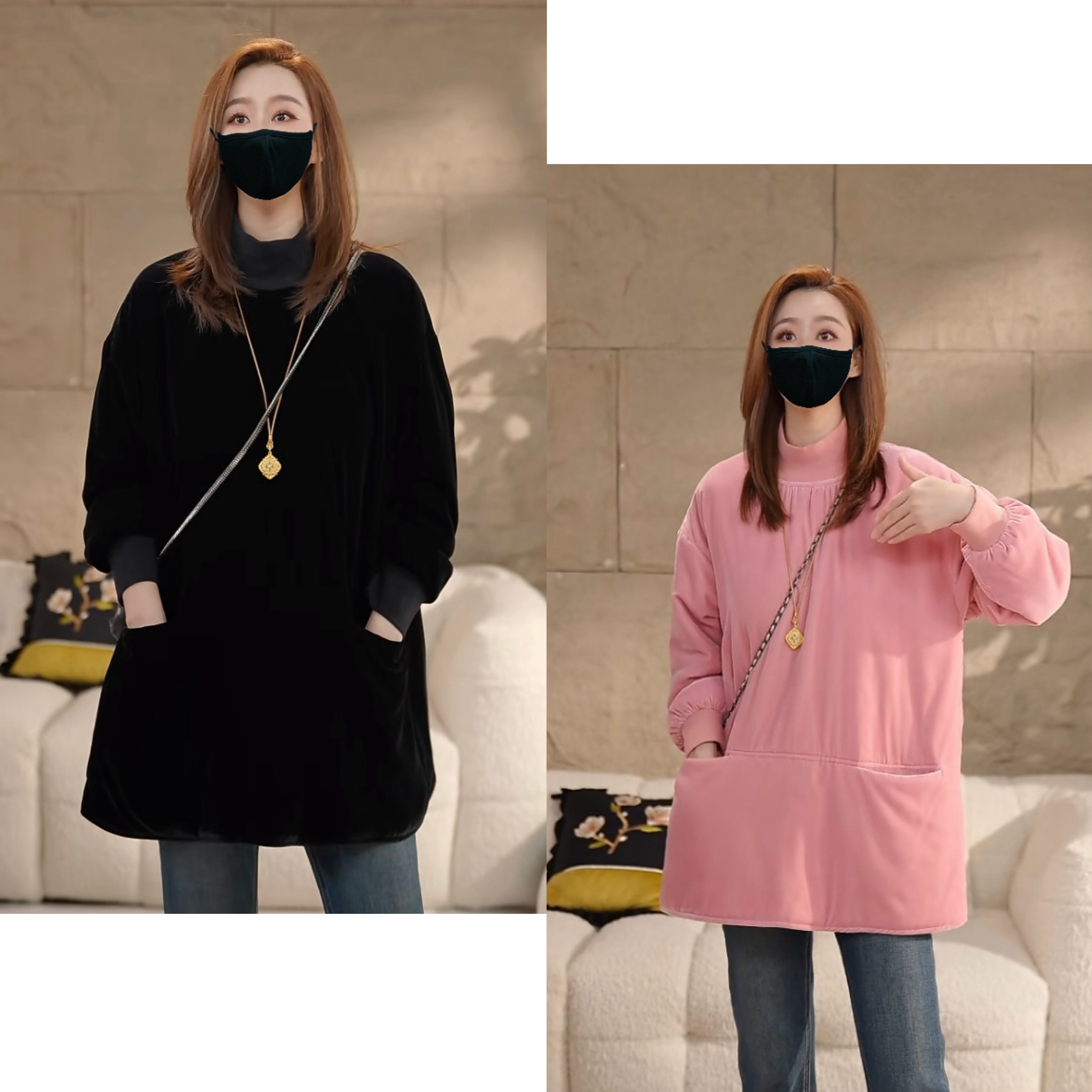 Miss.Z【立领进口丝绒阔版】夹棉卫衣#w3722