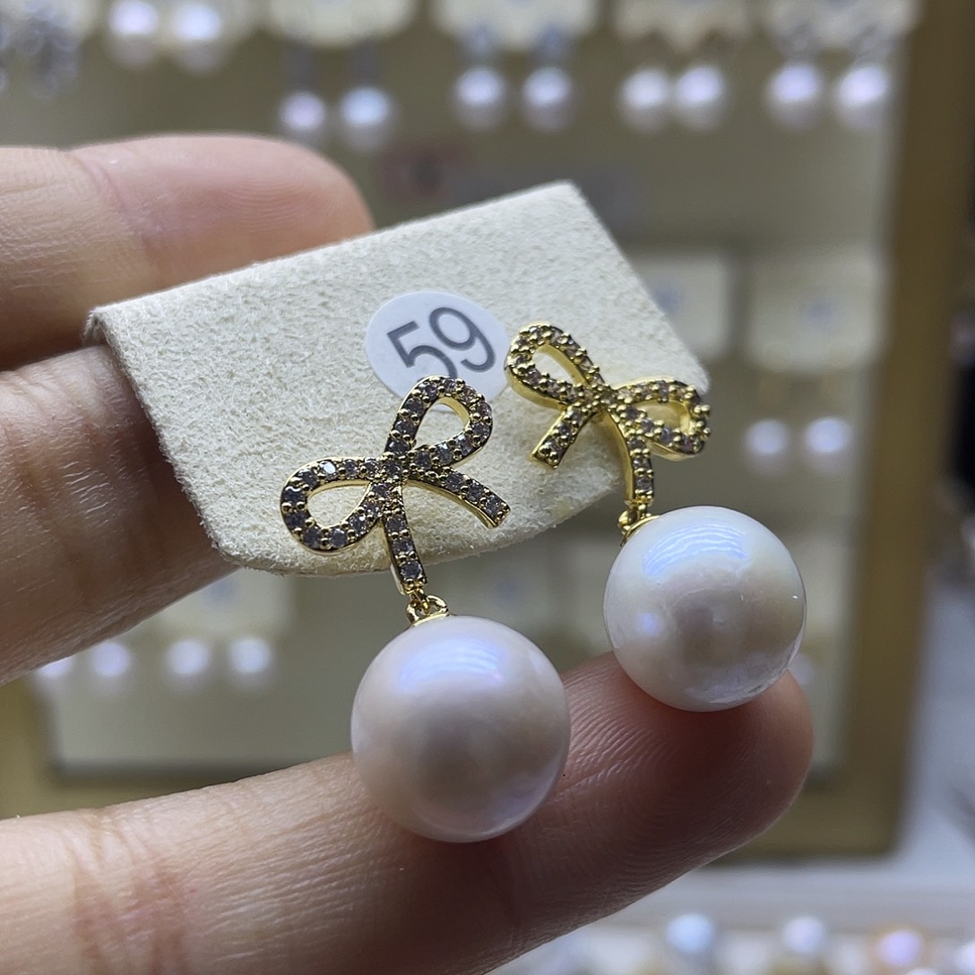 淡水珍珠耳饰银S925镶嵌