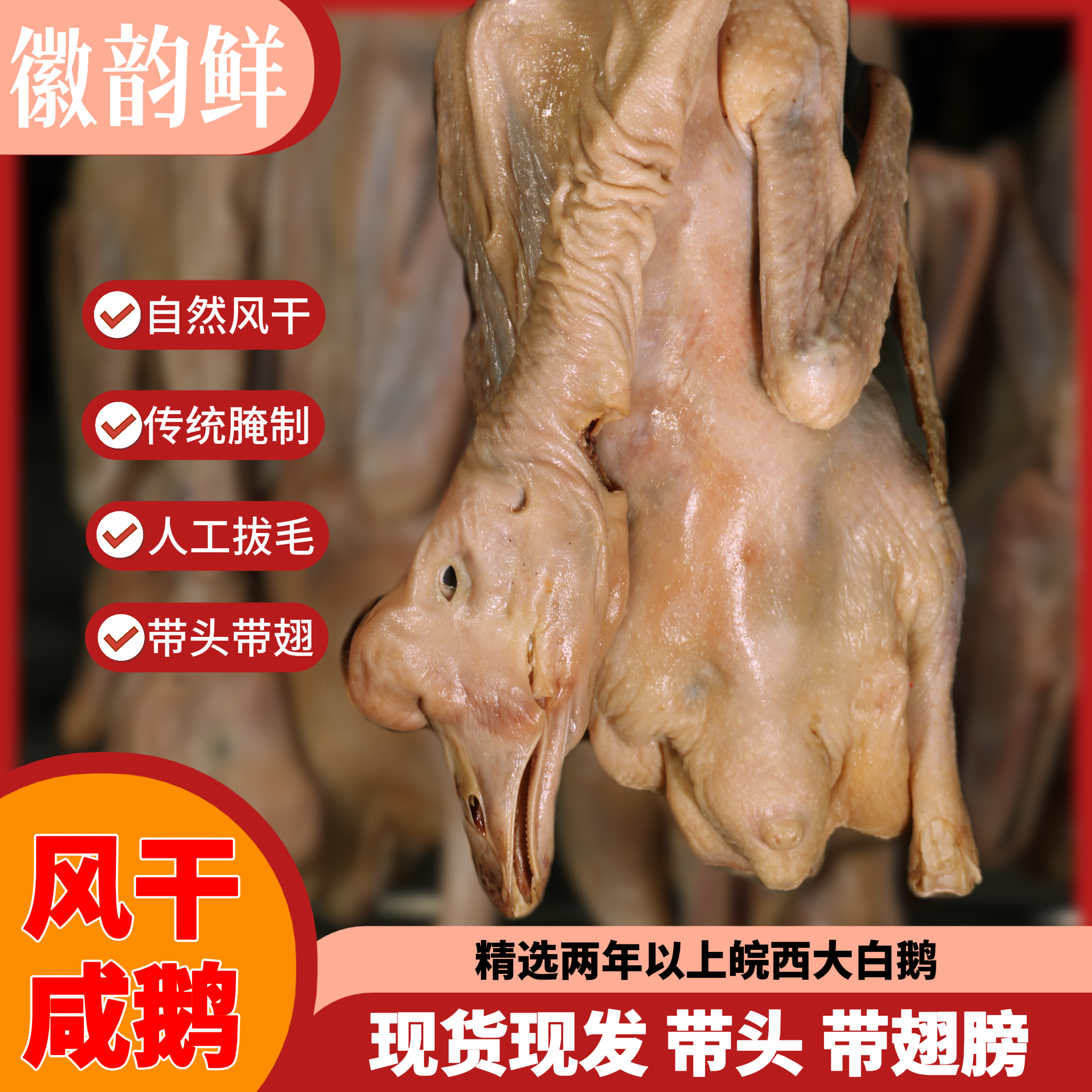 【安徽特产大白母鹅】安徽特色咸鹅整只5斤