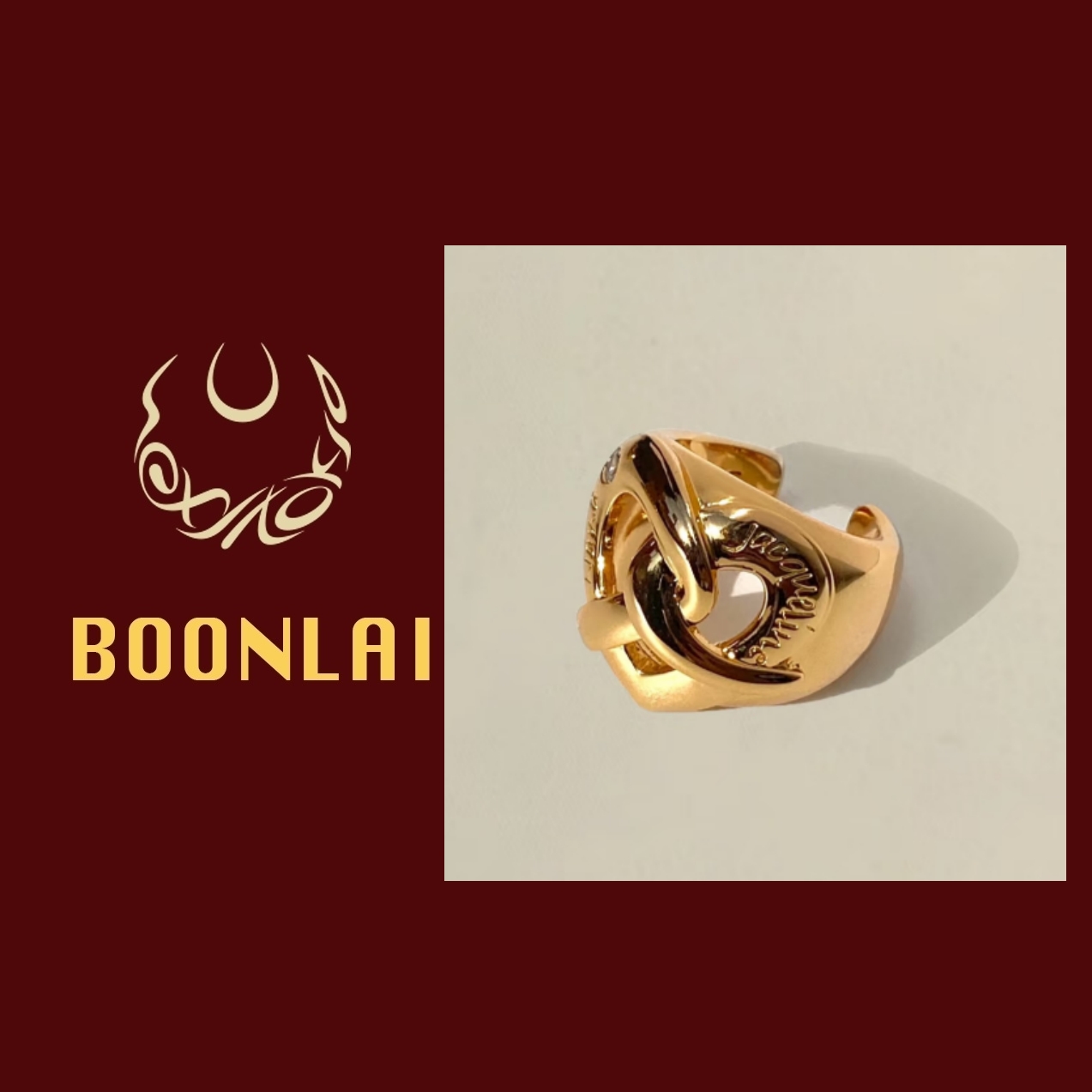 铜合金锆石戒指 Boonlai 金属碱水结镶钻面包圈戒指061