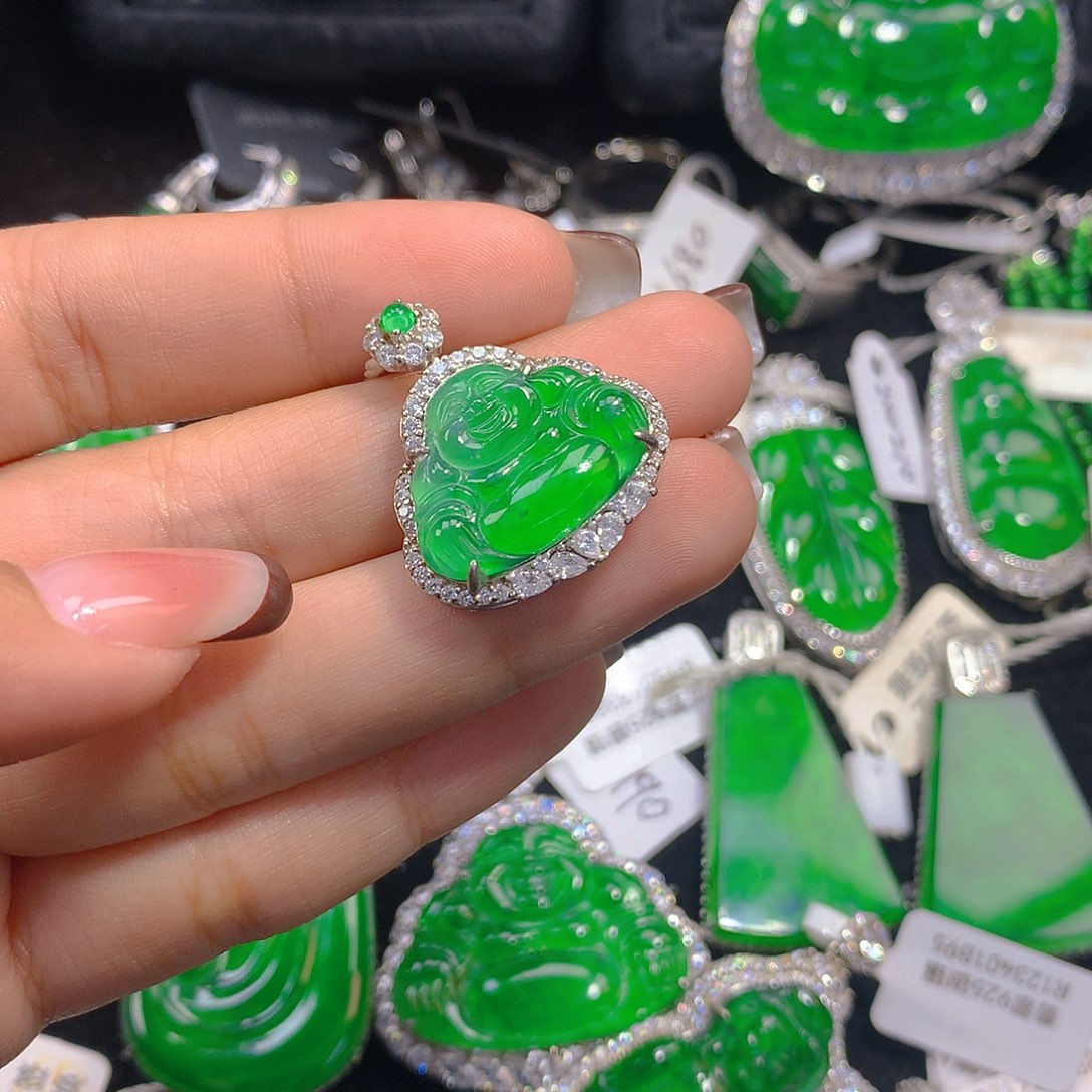 翡翠吊坠(不含链)银S925镶嵌88888888