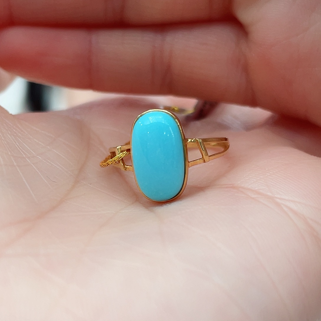 绿松石戒指18K金镶嵌