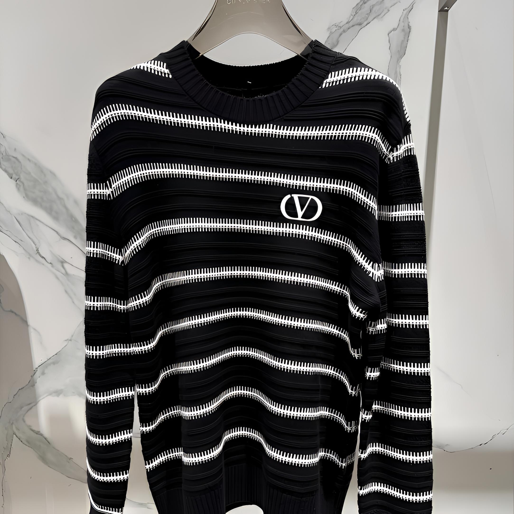 男士新款条纹羊毛针织毛衣休闲版男长袖网红时尚