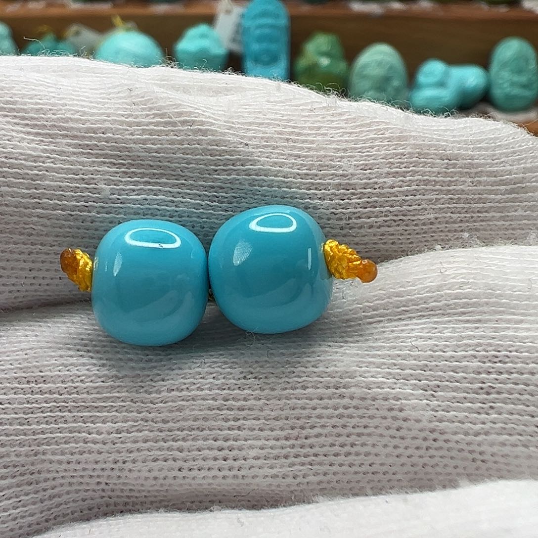 绿松石老型对珠 未镶嵌