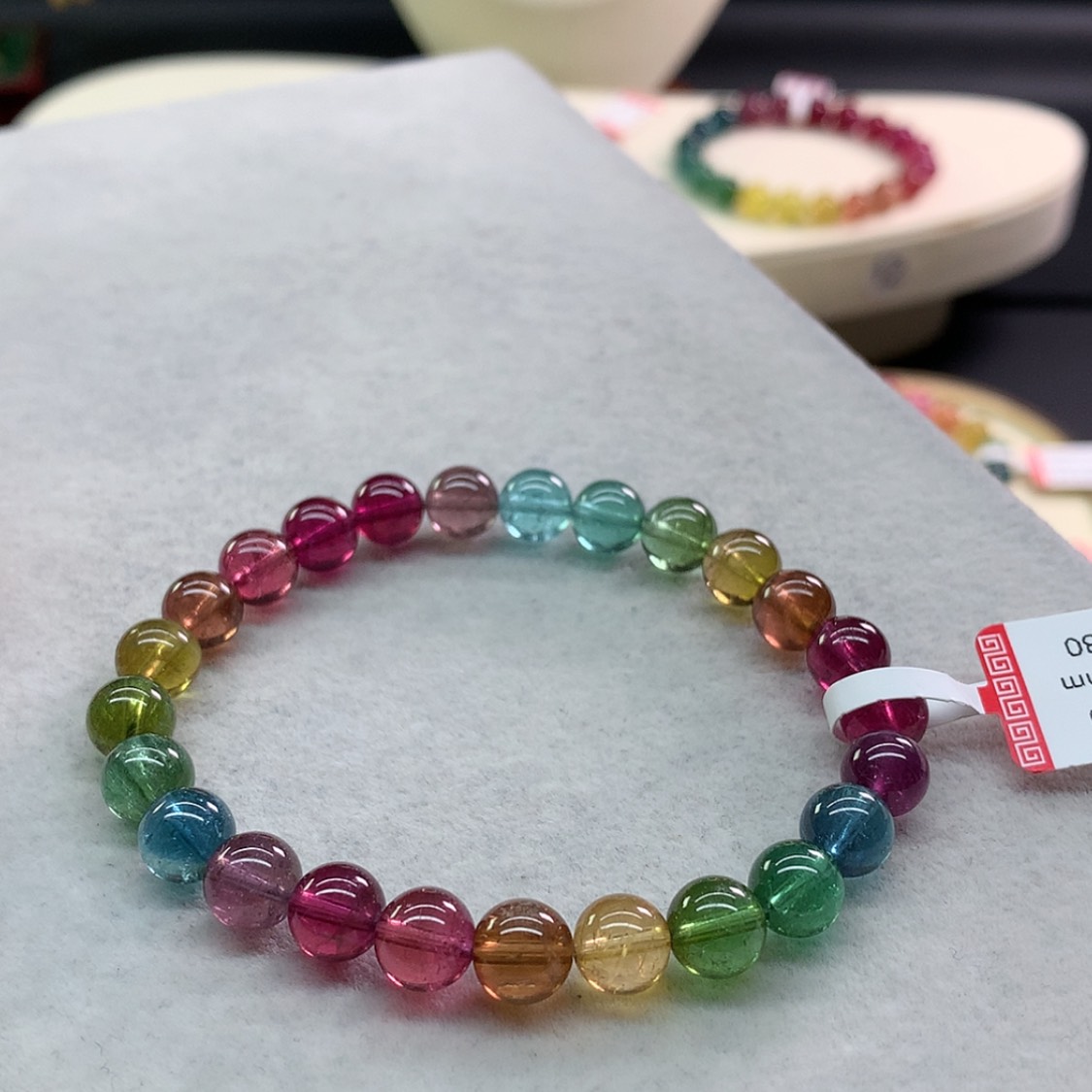 【闪购商品】碧玺手链未镶嵌碧玺荧光色标单圈7.5