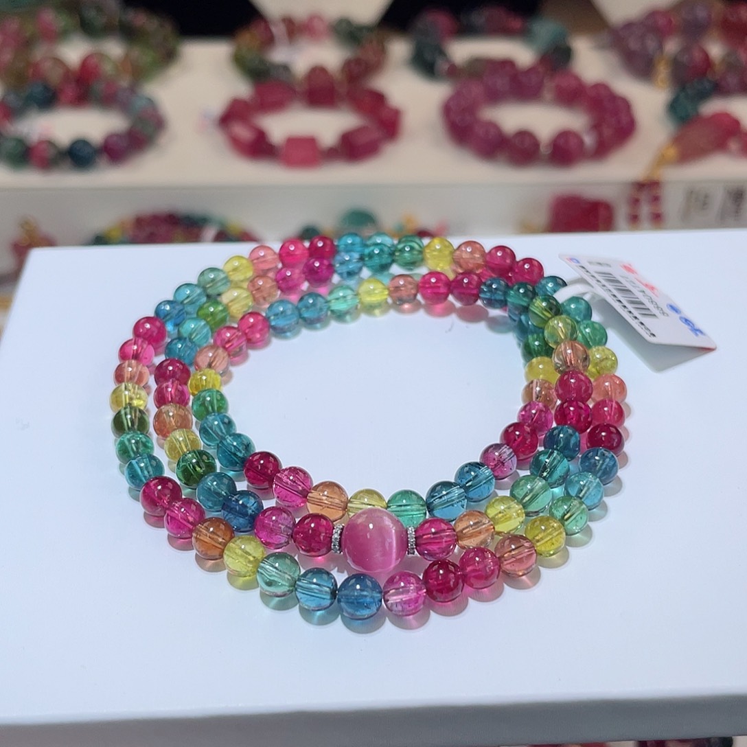 碧玺手链18K金镶嵌碧玺手链