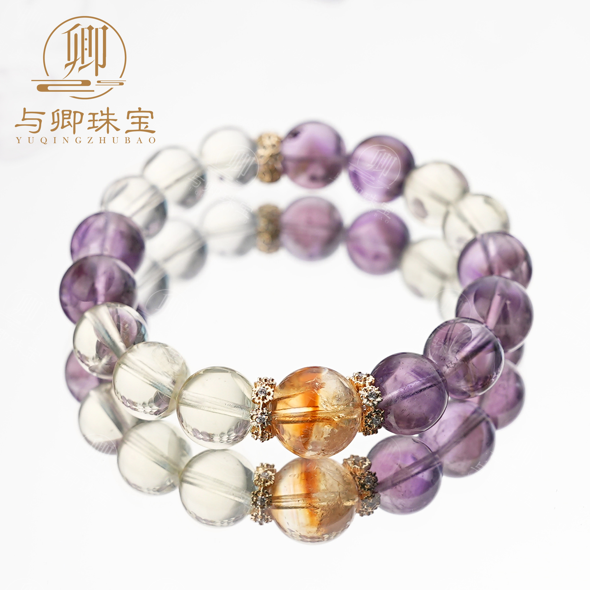 【映千秋】与卿柠檬晶10mm+黄塔晶11mm、白水晶10mm+巴西紫水晶10mm