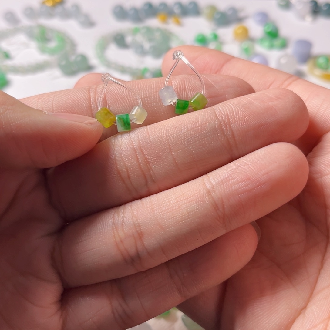 翡翠散珠开*天然缅甸A货珠子6颗